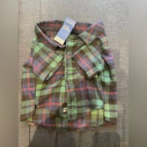 Dog Flannel Shirt for Pets Green Plaid Brand New Size L